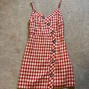 Aqua Red and White Plaid Dress